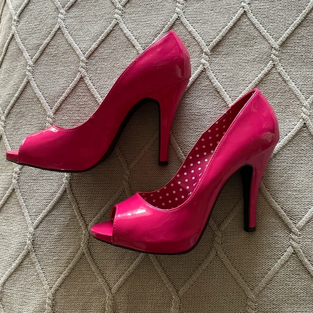 Fuchsia Open Toe High Heels